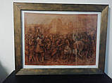 Антикварні шкіряна картина Бій Німеччина, фото 2