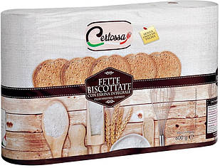 Хлібці — сухарики круглі для сніданку Fette Biscottate integrale Certossa Італія, 600 г.