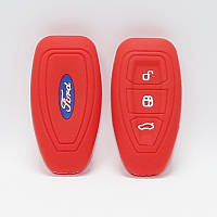Чехол силиконовый для ключа Ford (3 кнопки,Красный)