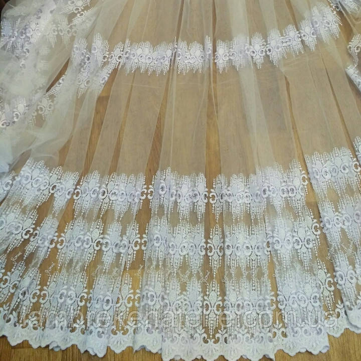 Тюль із вишивкою біла в зал спальню, залишок 5 м, фото 1