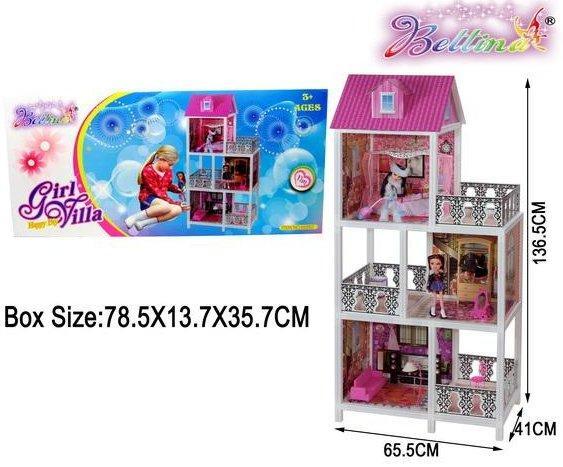 Будиночок для ляльок Барбі 66892, ляльковий будиночок з меблями, ляльки "3 поверхи, 3 балкона + дві"