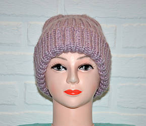 Бузкова жіноча шапка, гарна в'язка, шерсть, ручна робота