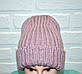 Бузкова жіноча шапка, гарна в'язка, шерсть, ручна робота, фото 8