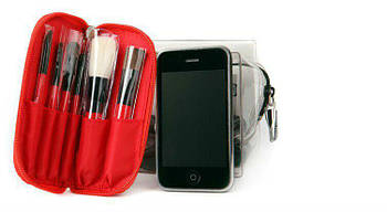 Пензлі для макіяжу 6 шт. у червоному чохлі дорожній набір