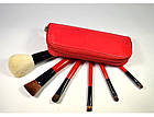 Пензлі для макіяжу 6 шт. у червоному чохлі дорожній набір, фото 3