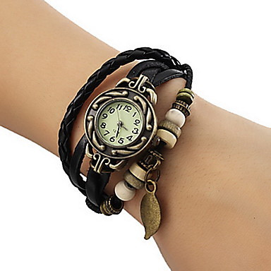 Годинник-браслет з підвіскою листочок Чорні, фото 1