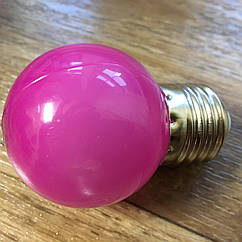 Лампочка світлодіодна бузкова (фіолетова) E27 1,2 Вт, G45 куль