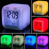 Годинник хамелеон з термометром, будильником, нічником., фото 3