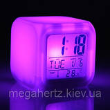 Годинник хамелеон з термометром, будильником, нічником., фото 9