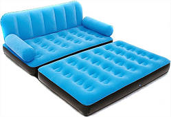 Надувний диван трансформер Bestway 67356 з насосом блакитний