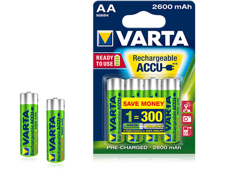 4шт аккумулятор VARTA 2600mAh AA Ready 2 Use ACCU - фото 2 - id-p92621329