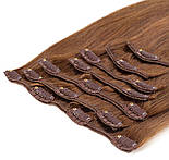 Волосся на шпильках 50 см 160 грамів. Колір #06 Каштановий, фото 2