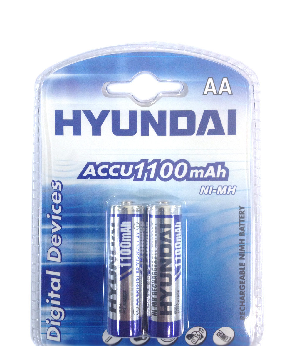 2 шт Акумулятор пальчиковий Hyundai AA 1100 мАг