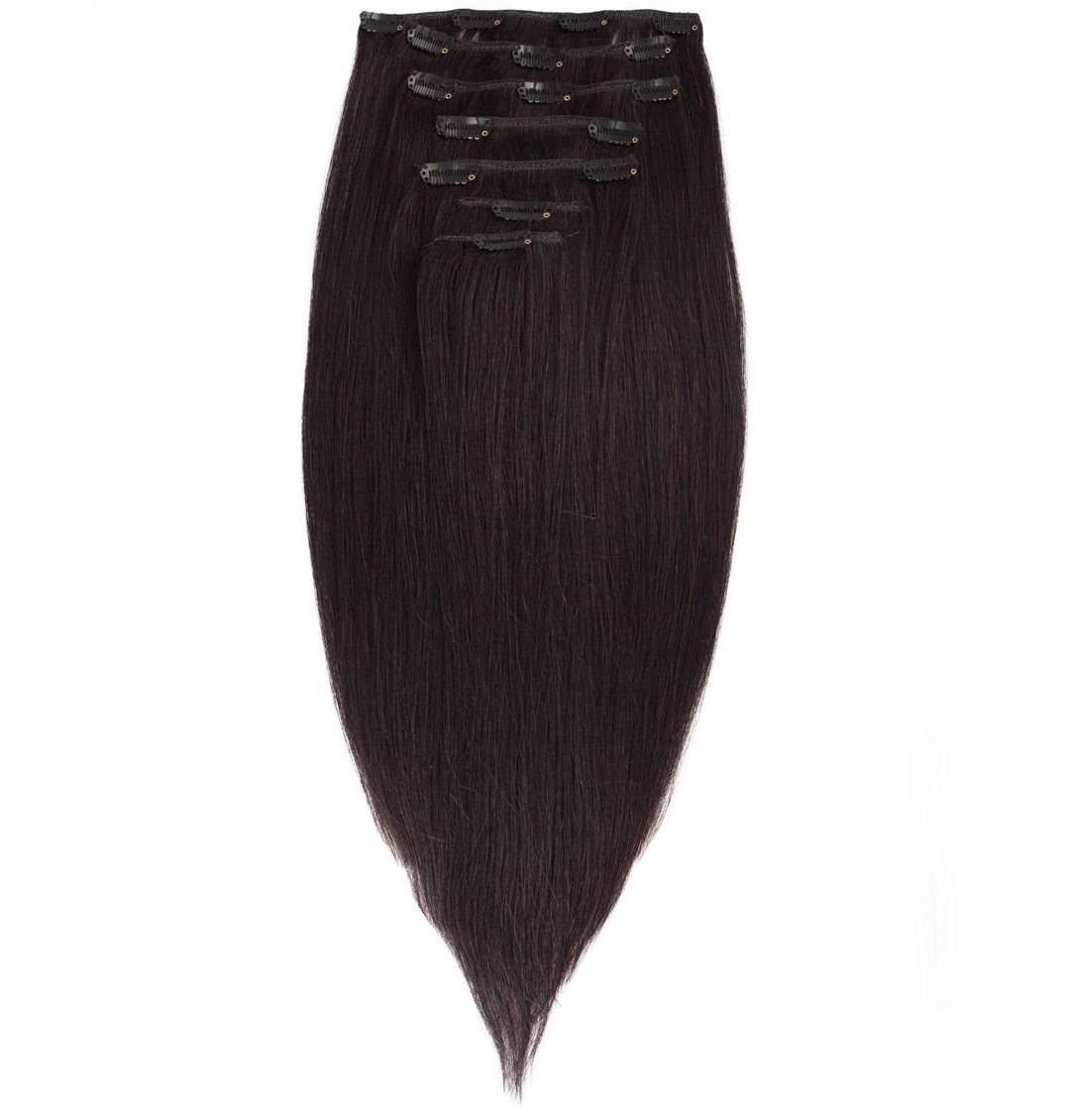 Волосся на шпильках 40 см 120 грамів. Колір #1В Чорний натуральний