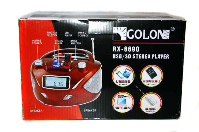 Бумбокс колонка часы MP3 Golon RX 669Q Red - фото 7 - id-p425489450