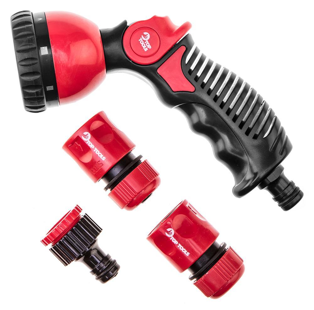 Набор: Ороситель пистолетный TOP TOOLS, соединители, с коннектором 1/2", фото 1
