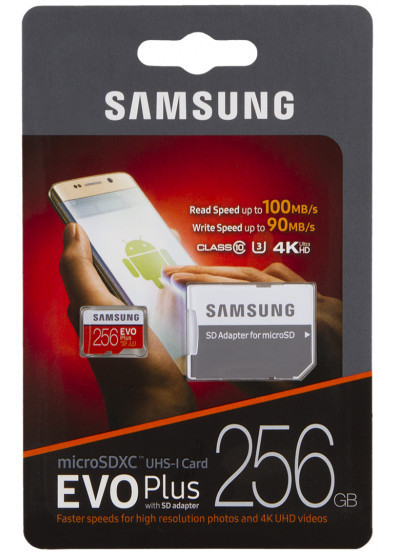 Карта пам'яті Samsung Plus EVO microSDXC UHS-I U3 256GB сlass10 з SD адаптером, фото 1