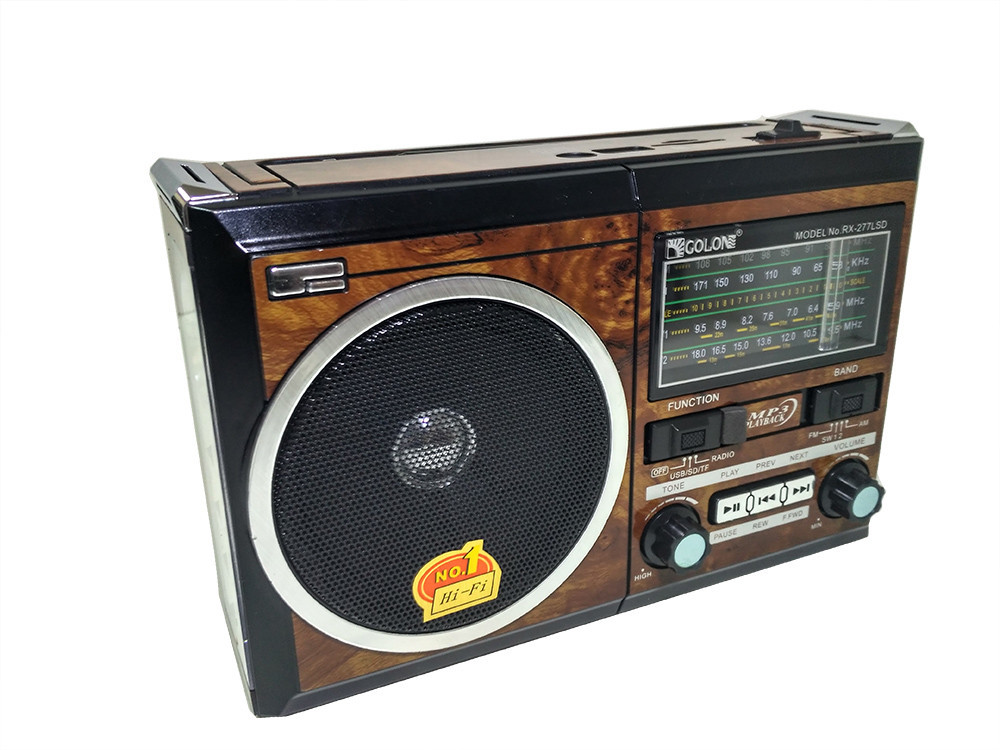 Портативна колонка MP3 USB Golon RX-277LSD Solar з сонячною панеллю Woooden