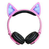 Навушники LINX BL108A Bluetooth з Котячими Вушками LED Рожеві