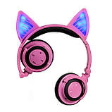 Навушники LINX BL108A Bluetooth з Котячими Вушками LED Рожеві, фото 6