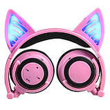 Навушники LINX BL108A Bluetooth з Котячими Вушками LED Рожеві, фото 8