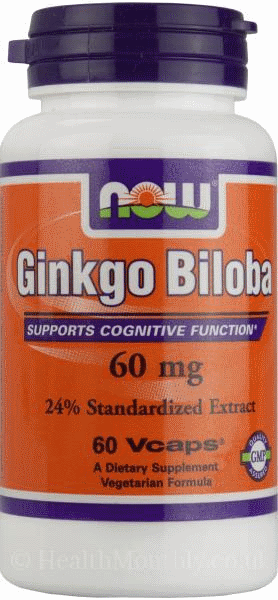 Гинкго Билоба Now Foods Ginkgo Biloba 60 mg 60 Veggie Caps - фото 1 - id-p74036291