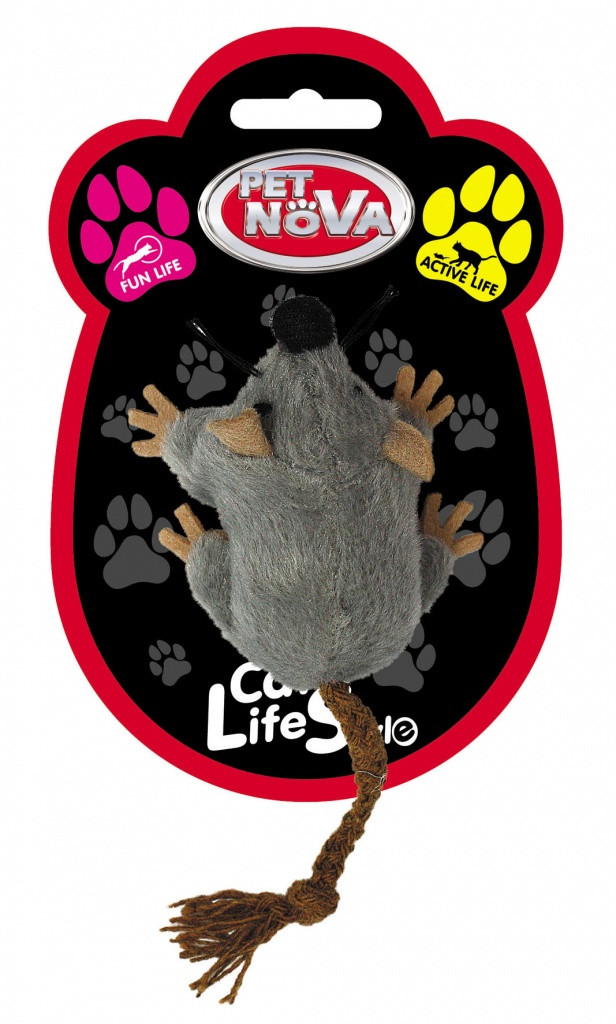 Іграшка для котів Миша плюшева Pet Nova 7x5 см Сіра