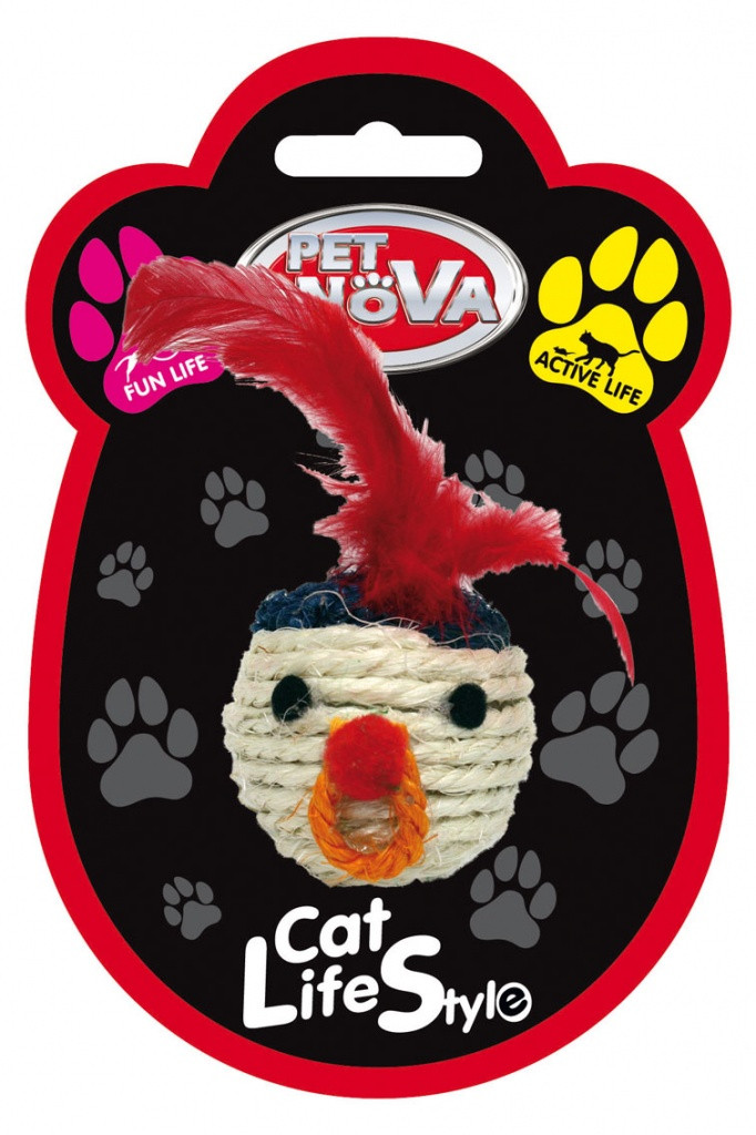 Іграшка для кішок Плетена голова з пір'ям Pet Nova 5 см
