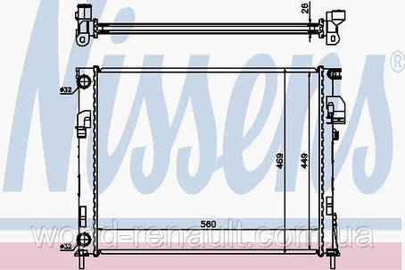 Радіатор системи охолодження на Рено Трафік II 1.9dci (-АС) / NISSENS 63025A, фото 1