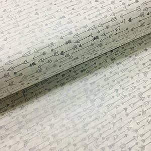 Тканина поплін стріли срібні (глітер) на білому (ТУРЦІЯ шир. 2,4 м) (R-FR-0353)