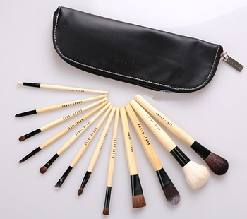 Професійні пензлі для макіяжу 12 шт. у чохлі Boobi Brown