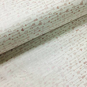 Тканина поплін стріли рожеві (глітер) на білому (ТУРЦІЯ шир. 2,4 м) (R-FR-0085)