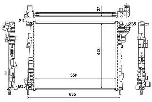 Радіатор системи охолодження на Рено Трафік II 2.0dci M9R/NRF 53966