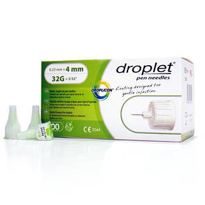 Голки Droplet (Дроплет) 4мм 32G для шприц-ручок інсулінових, фото 4