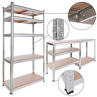 200х90х50 Стелаж 5 полиць МДФ/ДСП 175 кг/полку СК-11 поличний оцинкований МЕТКАС меткаспостач додому, фото 2