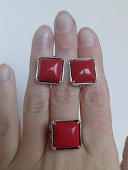 Срібний комплект із червоним коралом