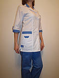 Медичний костюм великих розмірів 2272 (батист) синій, фото 3