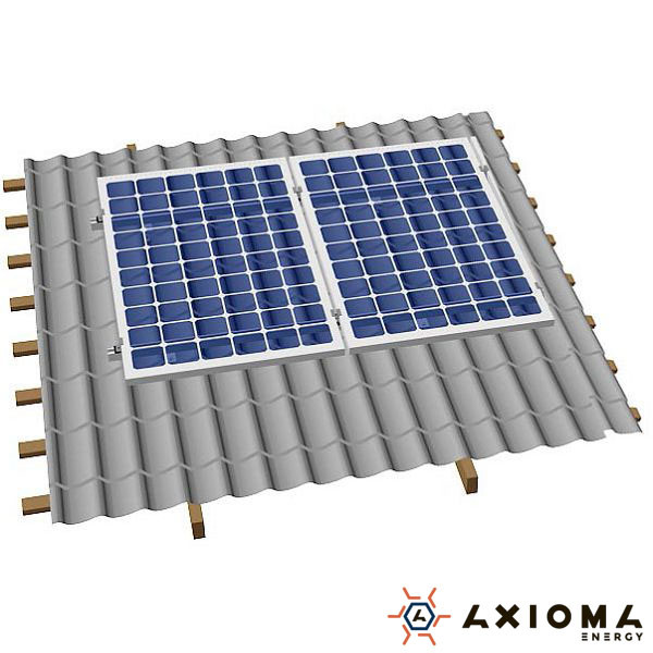 AXIOMA energy Система кріплень на 2 панелі паралельно даху, алюміній 6005 Т6 й оцинкована сталь, AXIOMA energy