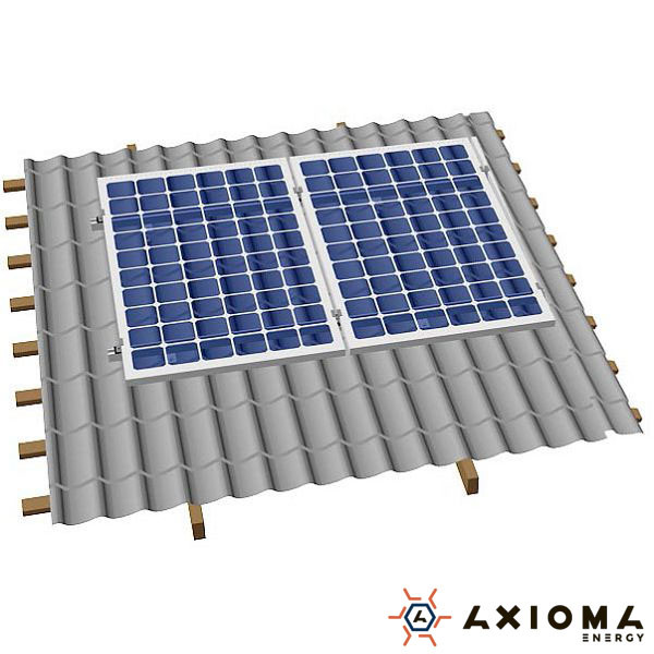 AXIOMA energy Система кріплень на 2 панелі паралельно даху, алюміній 6005 Т6 і неіржавка сталь А2, AXIOMA energy