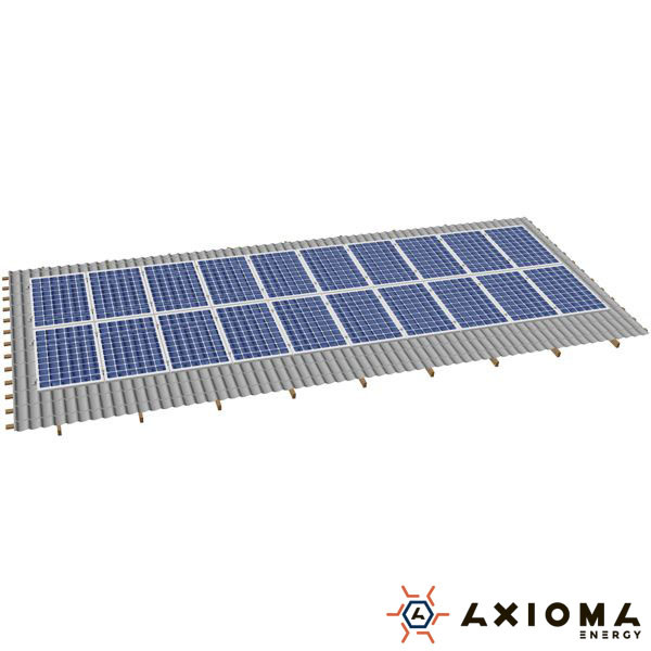 AXIOMA energy Система кріплень на 20 панелей паралельно даху, алюміній 6005 Т6 й оцинкована сталь, AXIOMA energy