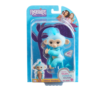 Інтерактивна гламурна ручна мавпочка WowWee Fingerlings блакитна, фото 1