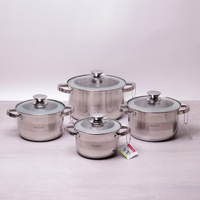 Набір посуду Kamille 8 предметів з нержавіючої сталі S 4503