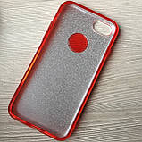 Мерехтливий чохол для iPhone 7/8 червоний з блискітками, фото 3