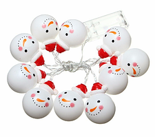 Новорічна гірлянда на батарейках Сніговички 10 LED