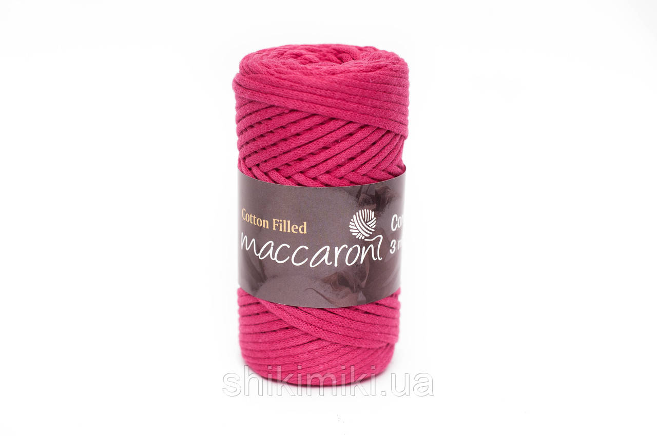 Трикотажний бавовняний шнур Cotton Filled 3 мм, колір Малиновий