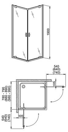 Квадратна душова кабіна Aquaform SALGADO 800x800x1900, фото 2
