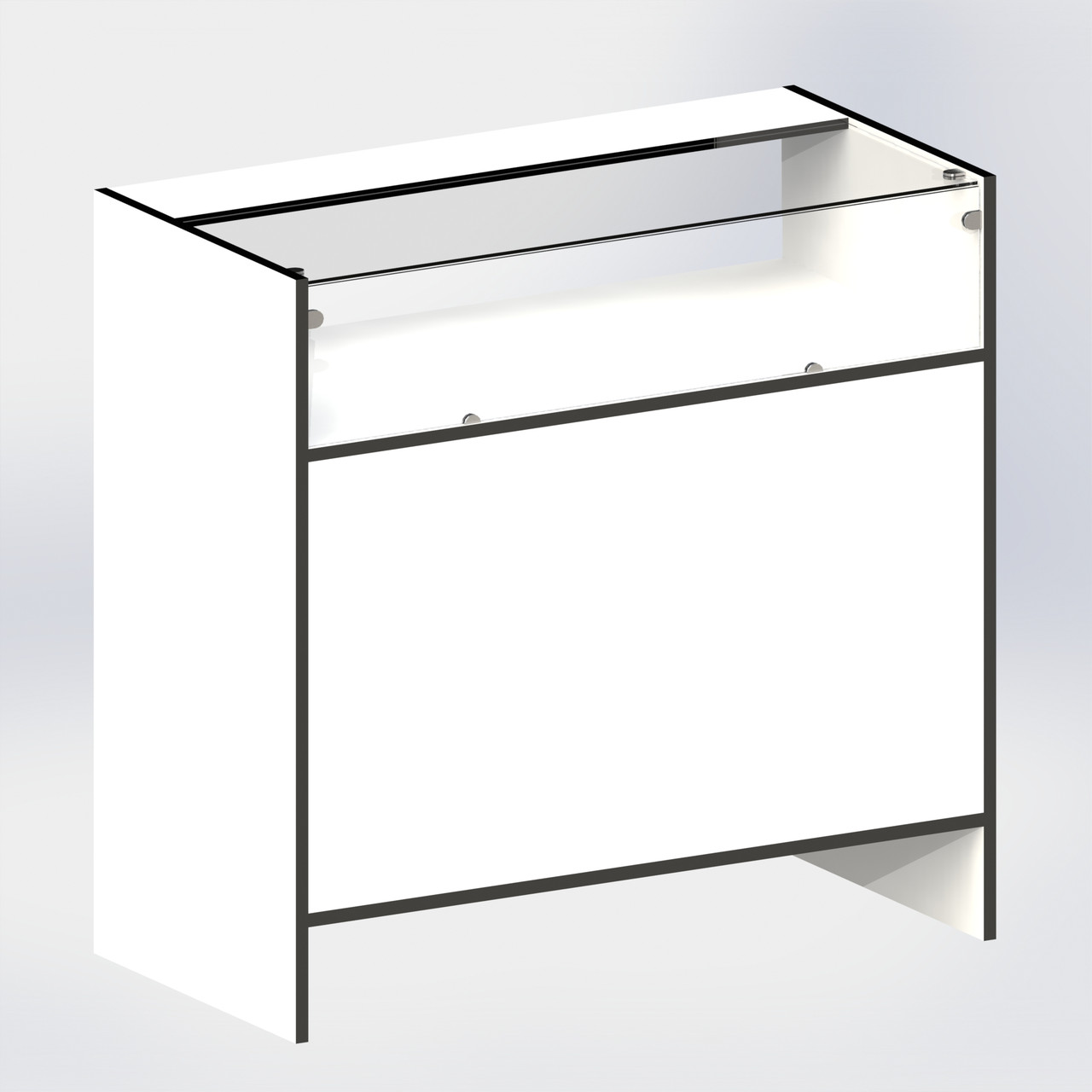 Торговий Прилавок з ДСП зі скляною вітриною білий "СТАНДАРТ" СТ-12 88х90х45см, фото 1