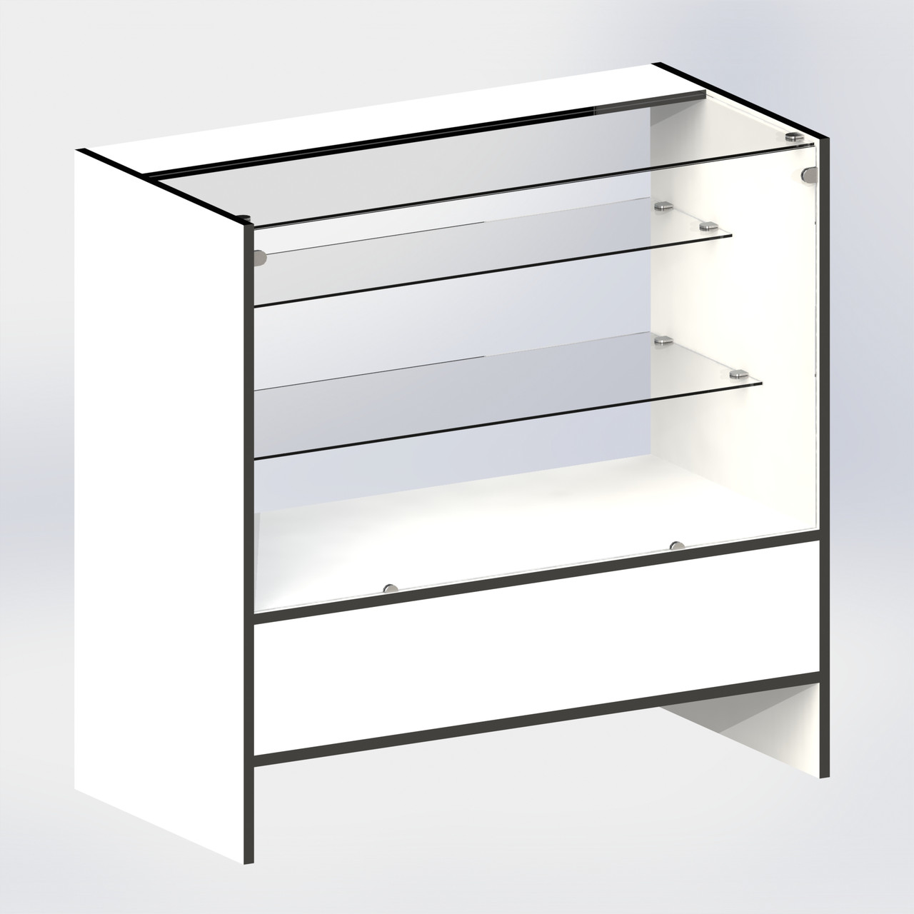 Вітрина торговельна з ДСП зі скляною вітриною і полицями білий "СТАНДАРТ" СТ-13 88х90х45см, фото 1