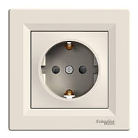 Розетка одинарна з з/к і захисними шторками кремова Asfora Schneider electric EPH2900223