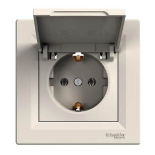 Розетка з захисною кришкою кремова Schneider еlectric Asfora EPH3100123